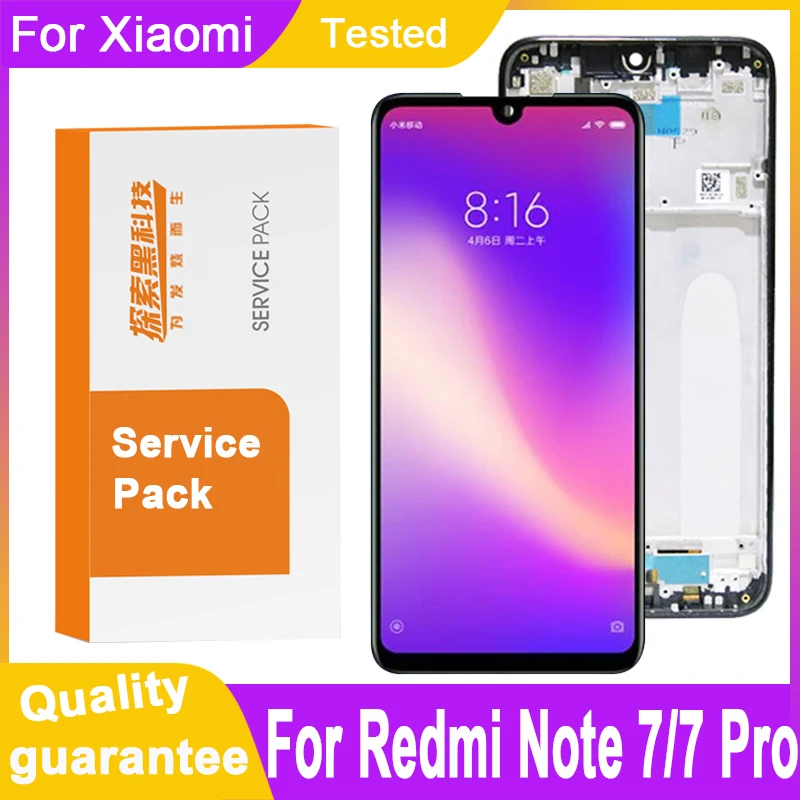 ЖК дисплей 100% дюймов для Xiaomi Redmi Note 7 сменный сенсорный экран с дигитайзером Note7 Pro 6