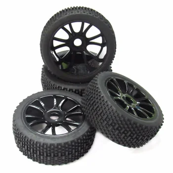 

4pcs Tyre Black Rubber Durable Hex Adapter Universal Solid Hub Tires Wheel 17mm For RC 1/8 Off-Road Car