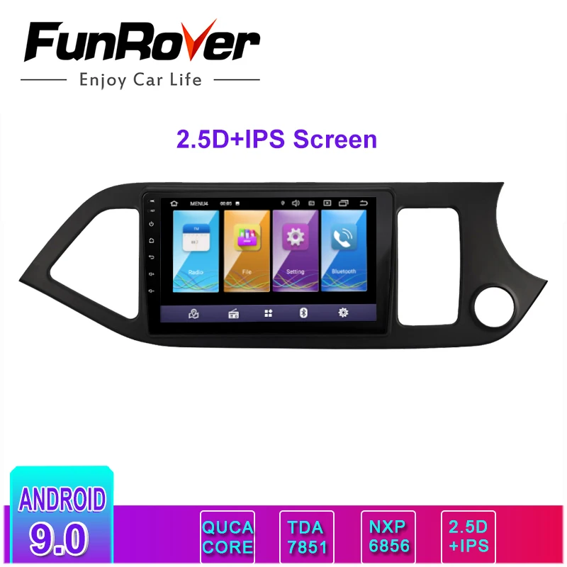 Funrover Android9.0 2Din DVD для KIA PICANTO Morning 2011 2014 автомобильное радио GPS Навигация стерео