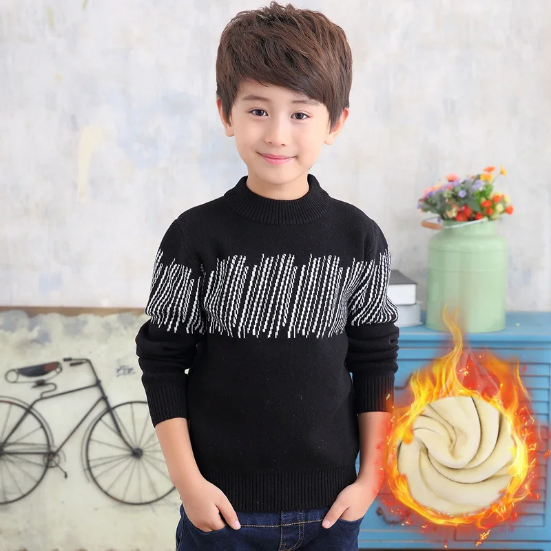 

Autumn And Winter New Style BOY'S Oblique Article Casual Korean-style Sweater Middle And Large Children Brushed And Thick Base S