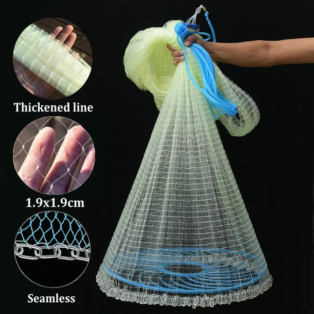 XCLOHAS Flying Disc Korean Fishing Cast Net with Chain Sinkers PE