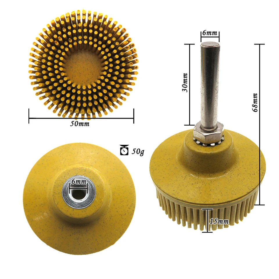 thumbnail image 2 of 4-Pack 2-Inch Bristle Discs 120 Grit | R-Type Abrasive Brushes For Deburring & Paint Removal | Fits Drills & Grinders 2 of 2