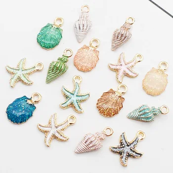 

Making Handmade Pendant Necklace Starfish Shell Beads DIY Accessories Drop Oil Alloy Fashion Enamel Charms For Jewelry