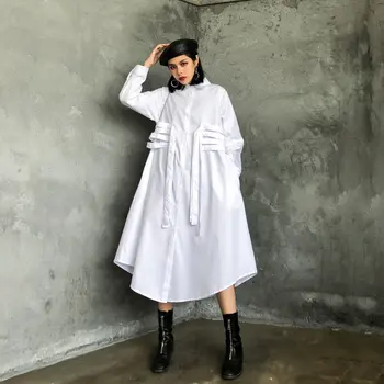 

loose Drawstring Plus Size Dress Fashion New Women 2020 Spring Elegant Bandage Irregular Small Fresh Casual Dress DMY3365