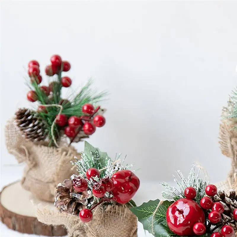 Рождественское искусственное растение, шишка, Горшечное растение, Рождественское украшение, рождественское настольное украшение для дома и офиса