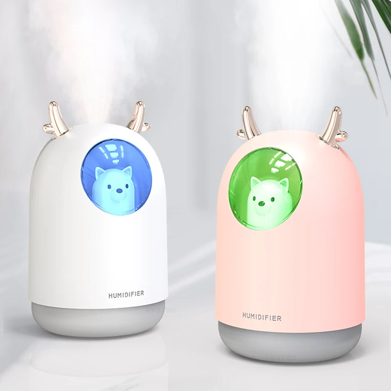 

USB Humidifier 300ml Cute Ultrasonic Cool Mist Aroma Air Oil Diffuser 7 Color LED Lamp Air Purifier