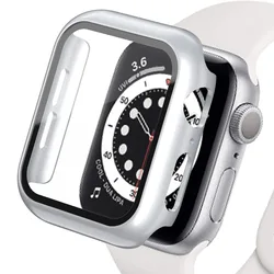 Premium Screen Protector with Glass Cover for 45mm series 7 8 (Bright silver)
