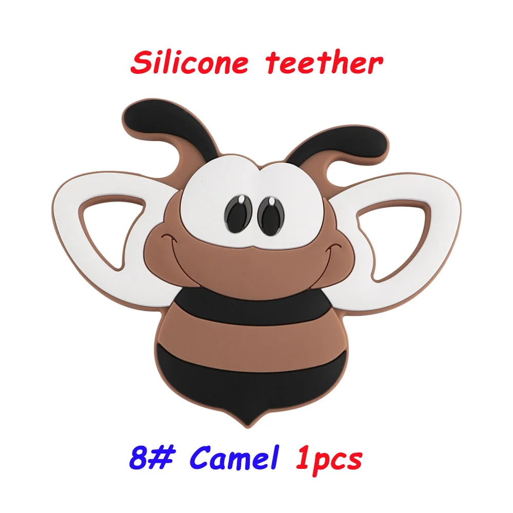 Sunrony Cartoon Animal Bee Silicone Bead/Teether/Clip Food Grade Pendants DIY Pacifier Chain Accessories Baby Teething Toys baby teething items diy Baby Teething Items