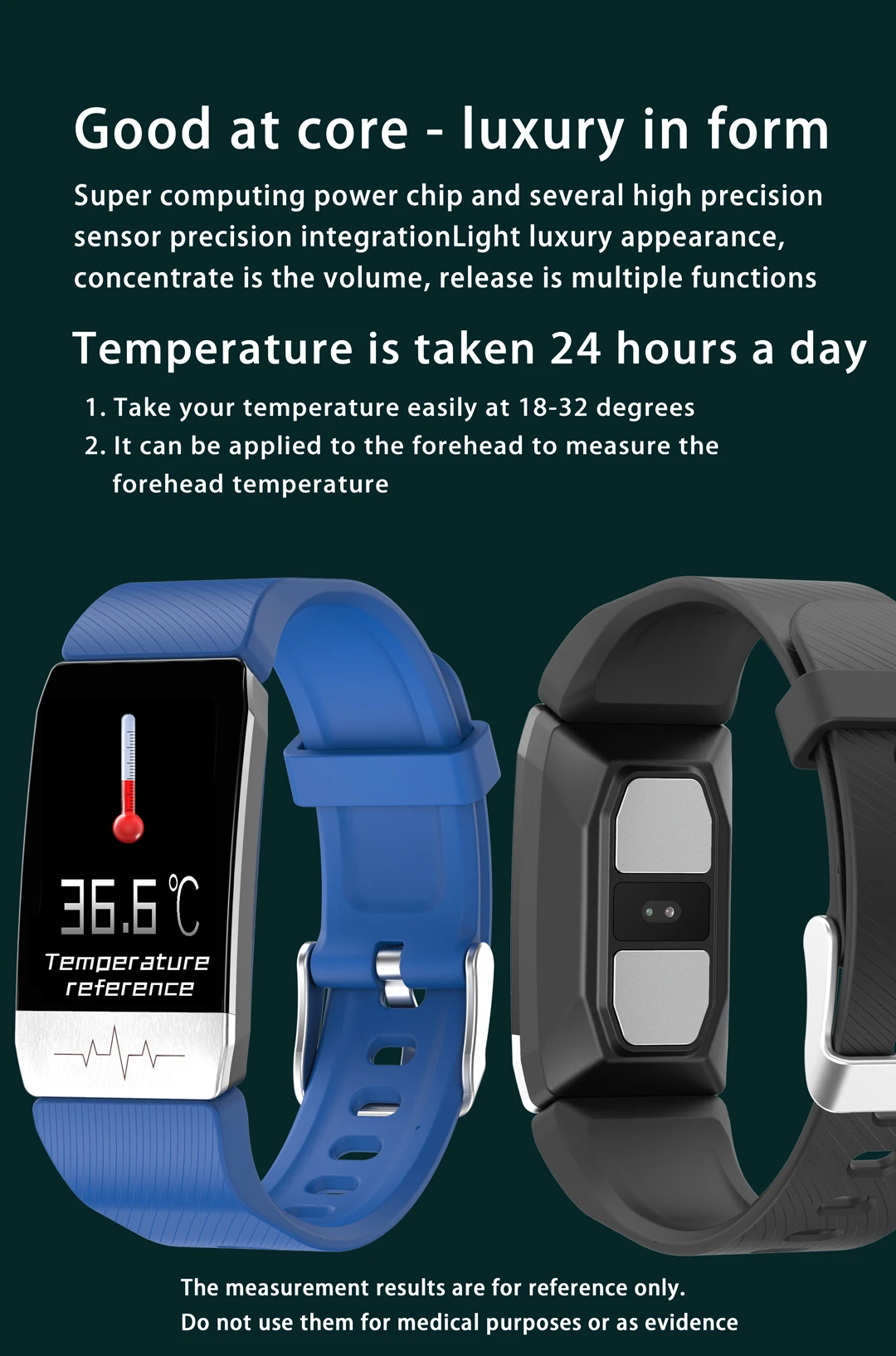 T1S Smart Watch Band With Temperature Measure ECG Heart Rate Blood Pressure Monitor Weather Forecast Drinking Remind Wristband
