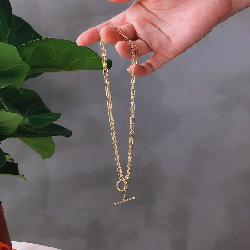 Silvology 925 серебро O T Пряжка двухслойная цепочка ожерелье Золото дикий элегантный женское ожерелье серебро 925 ювелирные изделия