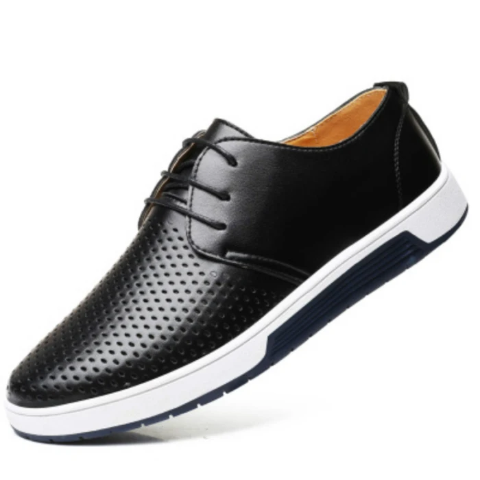 Men Casual PU Shoes Breathable Loafers Lace-up Flat Sneakers for Office Party New