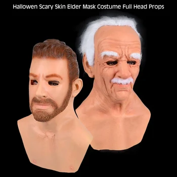 

Halloween Old Man Mask White-haired White Beard Old Man Halloween Horror Mask Headgear Party Costumes