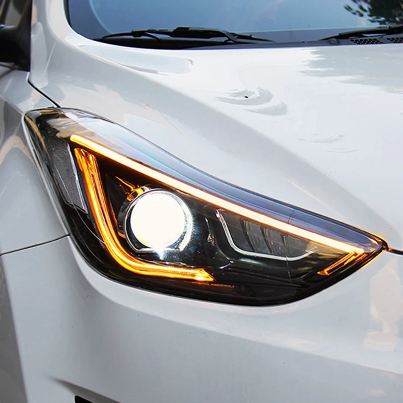 Новый Стиль фар для 2012 2016 Hyundai Elantra светодиодный головной светильник дьявол глаза