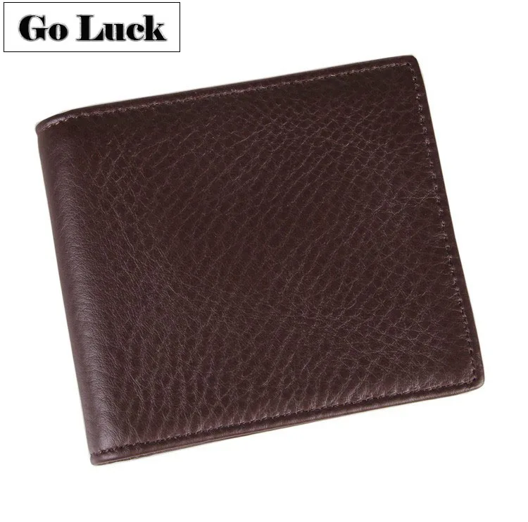 

GO-LUCK Brand Napa Genuine Leather Pocket Wallet Men Cardholder Card Case Coin Zipper Bag Men's Short Bifold Purse Coffee Color