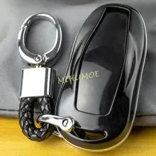 

Car Key Chain Fob Cover Case Holder Ring For Tesla Model 3 Y S Black