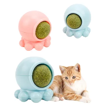 

Cat Silvervine Catnip Toys Lick Rotatable Catnip Ball Toy for Cat Cleaning Grind Teeth Interactive Cat Toys with 3M Glue 5x5cm