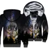 Loup Animal 3D imprimé polaire fermeture éclair sweat à capuche pour homme femmes hiver chaud double plus velours veste cosplay costumes 09 ► Photo 3/6