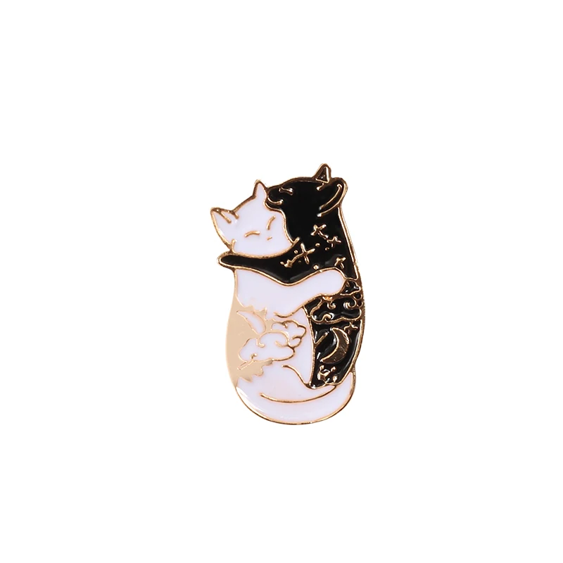 Punk Brooch Collection Witch Magic Book Lapel Pins Badges Cartoon Black-White Cat Enamel Pins Denim shirt Backpack Brooches Jewe - Окраска металла: cat