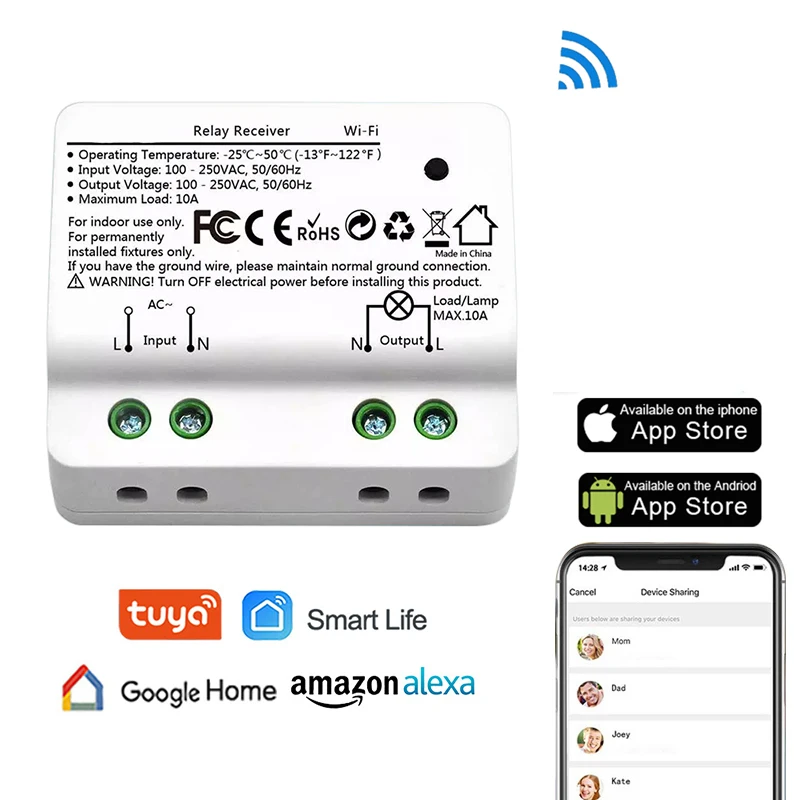 

1/2Pc WiFi Light Switch Tuya Smart Life App Smart Home Module Work with Alexa Echo Google Home Lamp Wriless Remote Control Timer