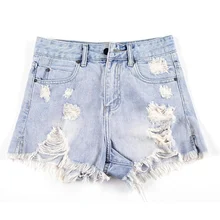 Short en Denim à 5 poches pour femme, taille haute, déchiré, troué, style classique, livraison directe