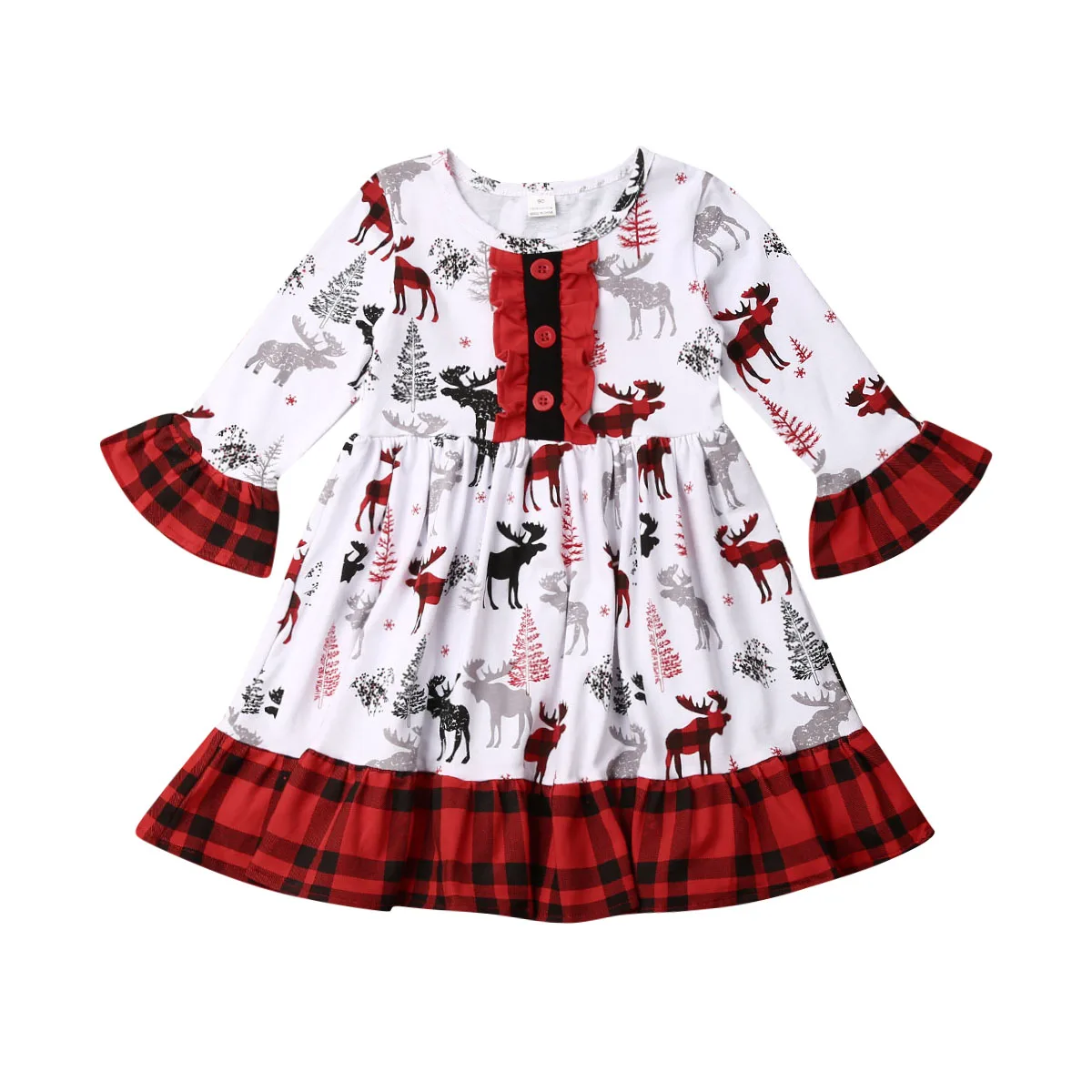 От 1 до 6 лет Детское платье для маленьких девочек зимнее рождественское платье принцессы с принтом праздничные платья