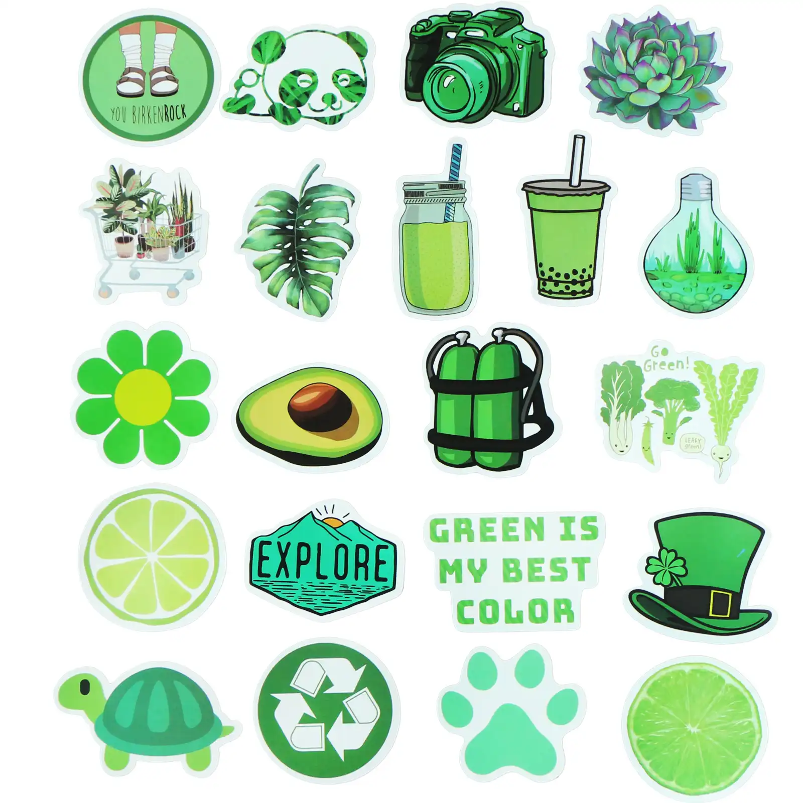50 Pcs Vsco Girls Stickers Green Environmental Protection For