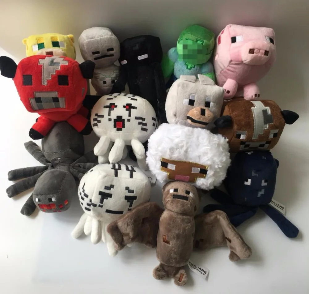 

14 Pcs / Set Minecraft My World Stuffed Plush Toys Doll Zombie Bat Squid Mooshroom Enderman Ocelot Pig Sheep Children Gifts Toys