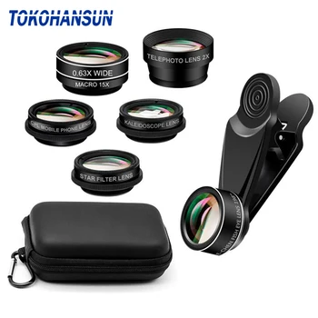 

TOKOHANSUN 7 in 1 Camera Phone Lenses 4K Wide macro Telescope super Fisheye Lens for iPhone x xs Huawei Xiaomi all smartphones