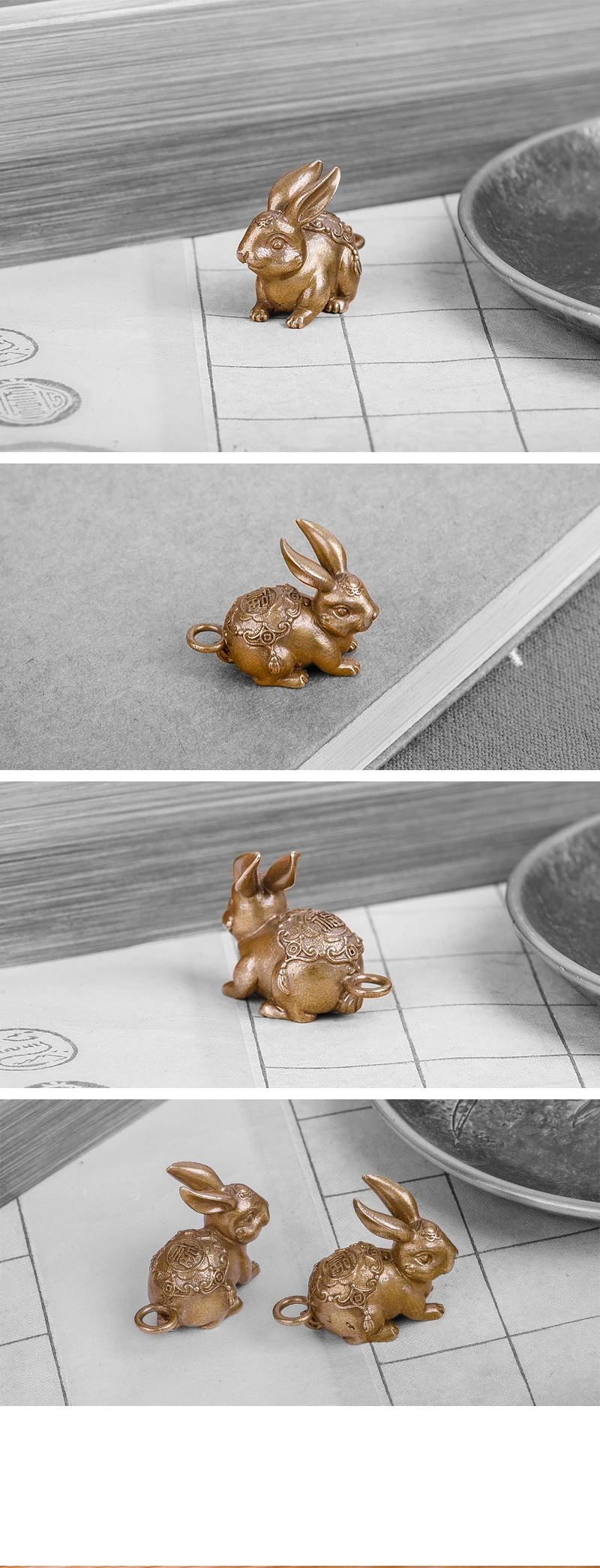 Coppertist. wu fortune bunny бронзовый брелок латунный брелок для ключей ручной работы Золотой Модный животный кролик кольцо для ключей с сумочкой кулон