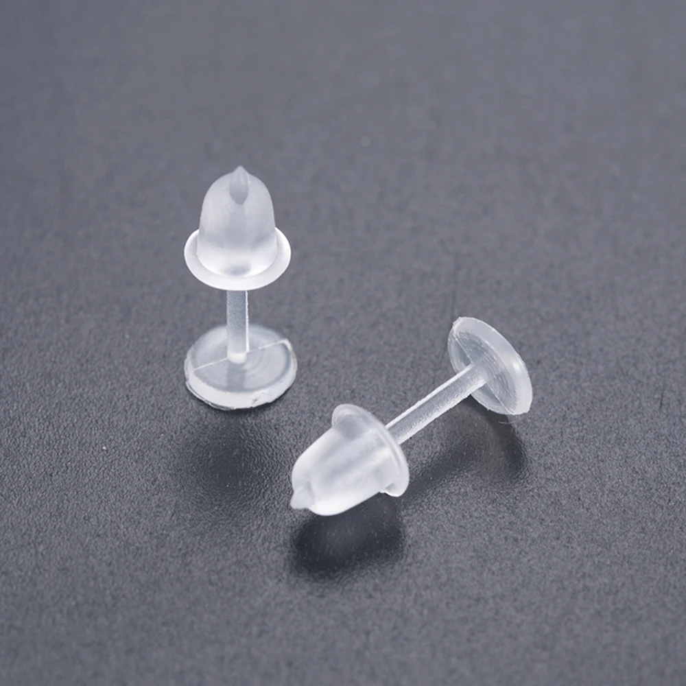 50 шт./упак. прозрачный пластиковый стержень резиновый Анти-аллергический ушной шпилька Замена серьги защита ушей от засорения ушей