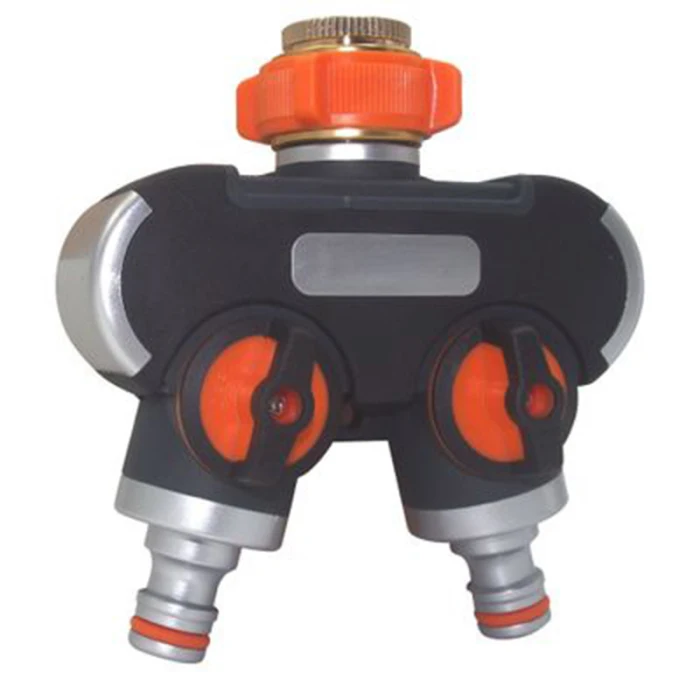 Garden Hose Splitter Adjustable Lockable Rubberized Tap Connector for Outdoor Garden PI669