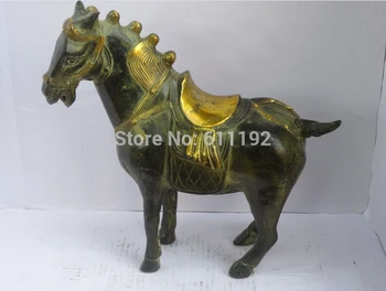 

Antique Home FengShui decoration Bronze Gilt Lucky horse sculpture, animal statue Metal crafts