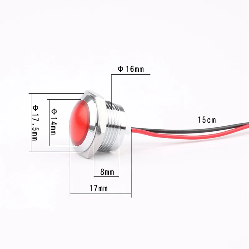 1 шт. 16 мм металлический индикатор 3V12V24V220V ультра-короткий мягкий свет светодиодный водонепроницаемый индикатор питания с соединительной