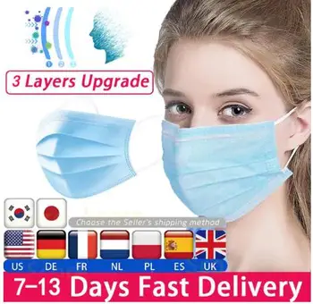 

Fast Ship 50pcs Disposable Face Masks Anti-Pollution 3Laye Mask protection Masks Elastic Ear Disposable Dust Filter Safety Mask