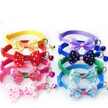 

1PC Adjustable Pet Collar Puppy And Cat Nylon Leash Necklace With Bells And Bow Design Festival Wearable Party cat products