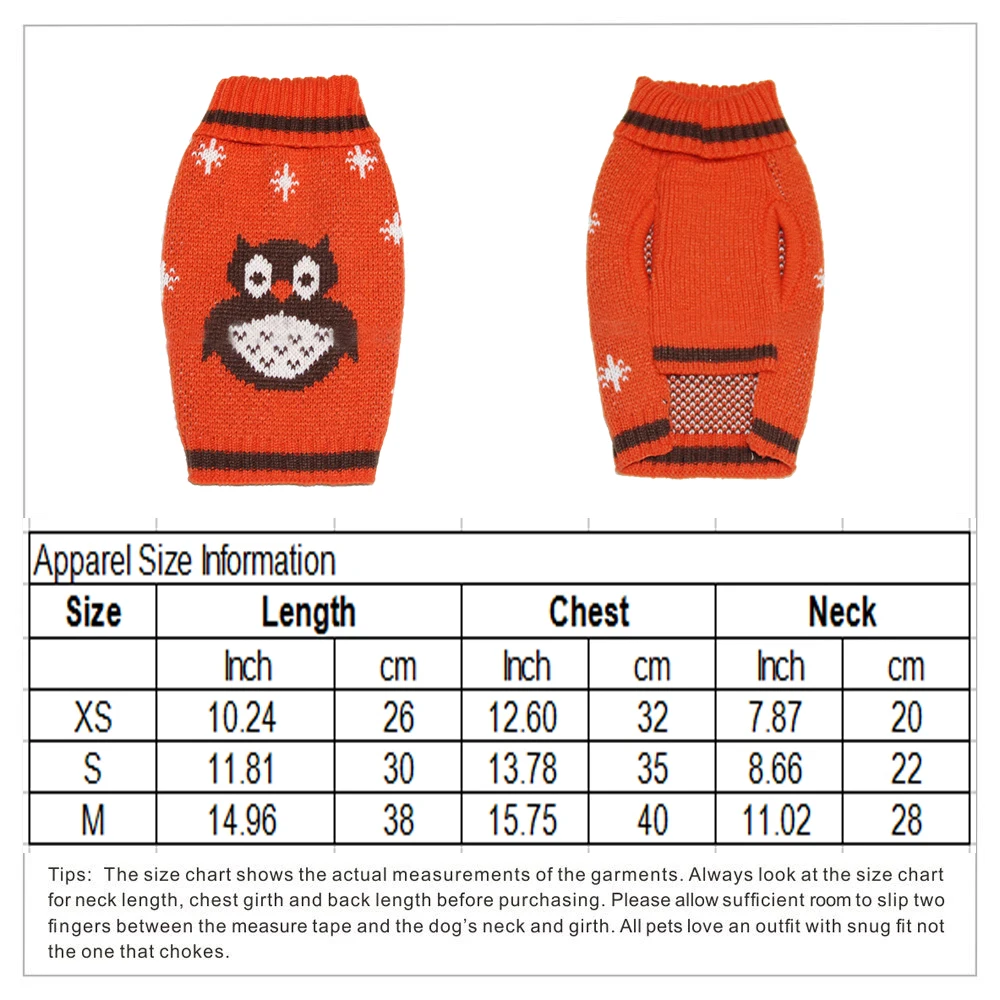 Домашнее Животное праздник Хэллоуин Собака свитер зимняя теплая одежда для Такс Тыква Сова Летучая мышь шаблон домашний костюм для маленьких собак Прямая поставка - Цвет: Owl Orange