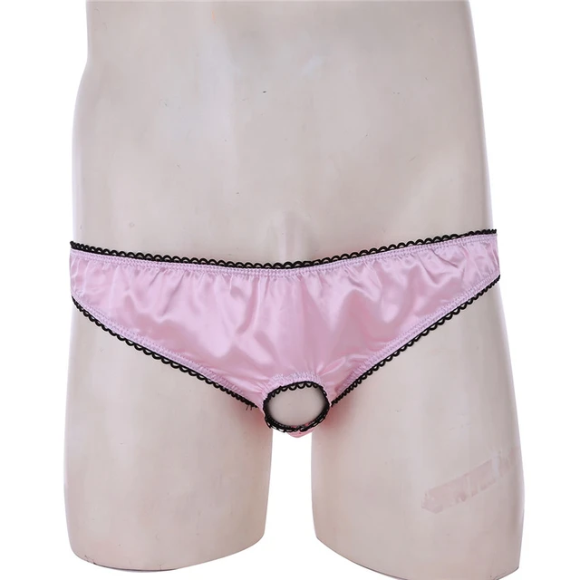US Men's Open Front Underwear Spandex Penis Hole Bikini Briefs Thong  Underpants 