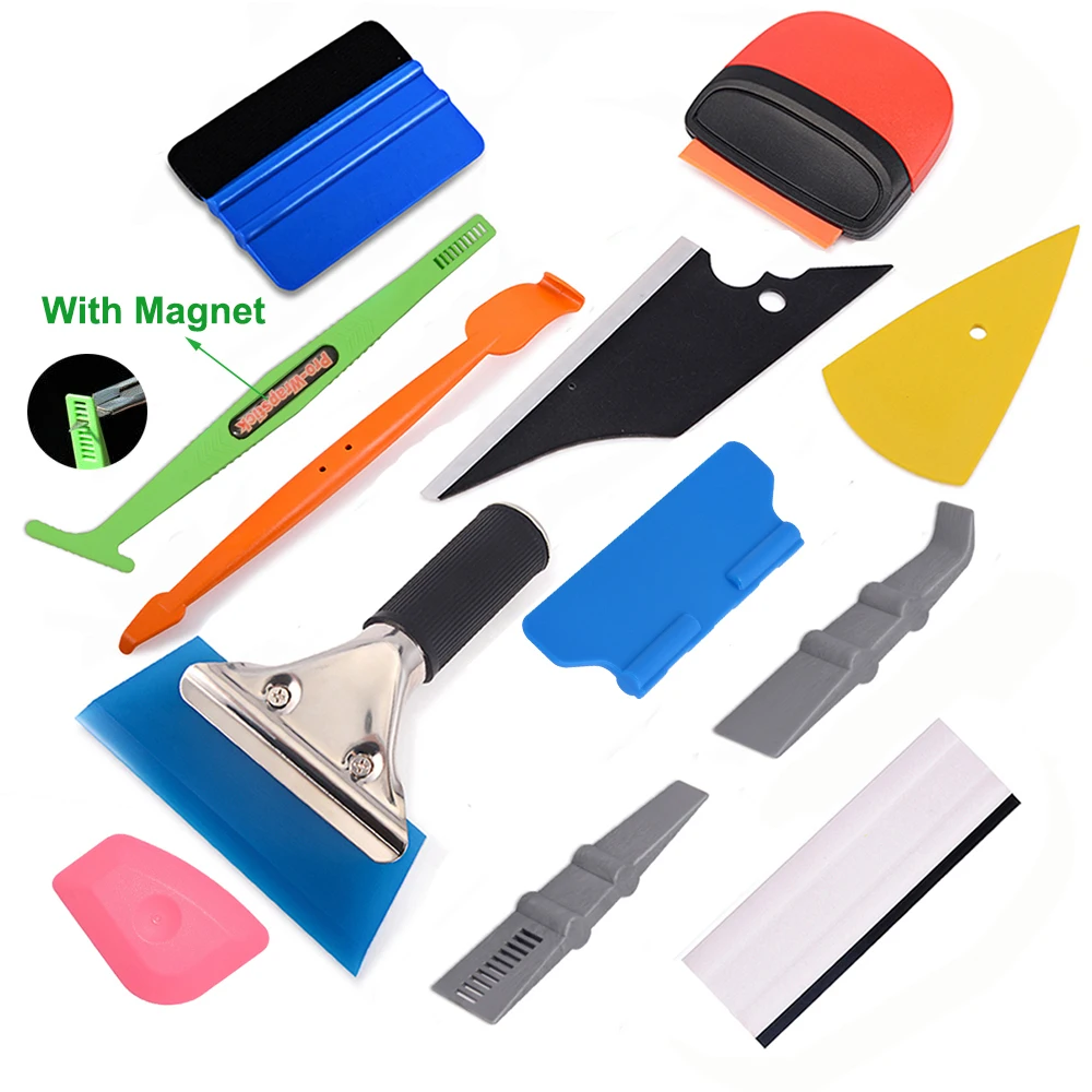 Car Vinyl Wrap Set Tuck Tool Micro Squeegee Felt Razor Scraper 10 Blade Removal