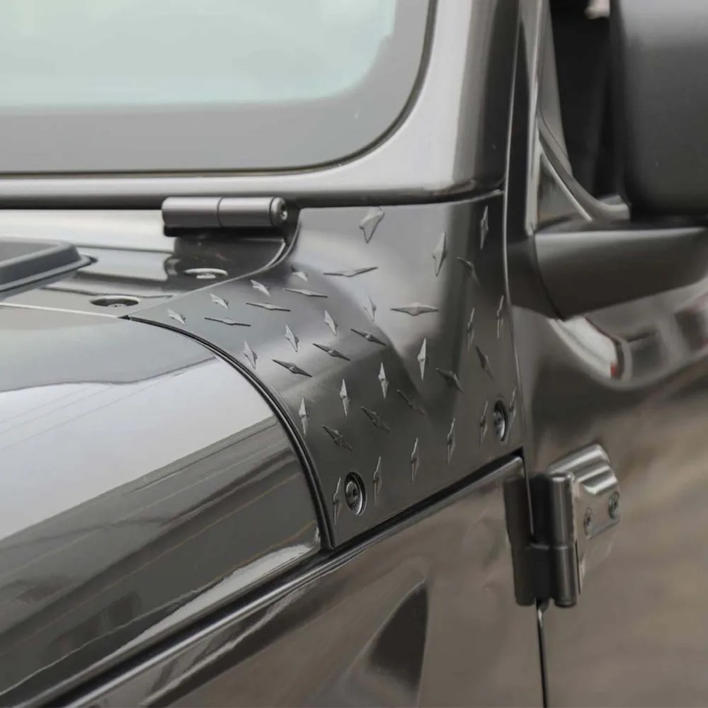 Для Jeep Wrangler Jl Jlu, угол крышки двигателя, комплект из 2 предметов, крышка автомобильного двигателя, Угловой протектор крышки двигателя, протектор