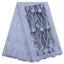 Latest White African Milk Silk Lace Fabric With Beads High Quality French Tulle Lace Fabric For Wedding Dress Silk Fabric 1535