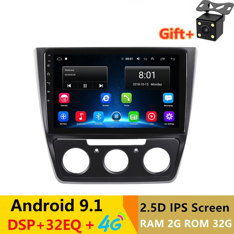 1" 2.5D ips Android 9,1 Автомобильный мультимедийный dvd-плеер gps для MQB Skoda Yeti компактное минирадио 32EQ стерео навигации