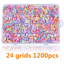 Cuentas espaciadoras sueltas para manualidades, Kit de joyería de 1200 piezas para hacer pulseras, collares y regalos para niñas, bricolaje, hecho a mano