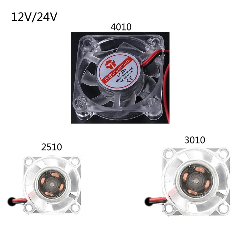 2510 3010 4010 냉각 팬 LED 팬 12V 24V 조용한 빛나는 유압 베어링 팬 조용한 쿨러 히트 싱크 3D 프린터 부품