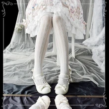 Милые Лолиты сексуальные полые белые черные кружевные тонкие колготки Kawaii японский косплей женские колготки летние свадебные шелковые чулки
