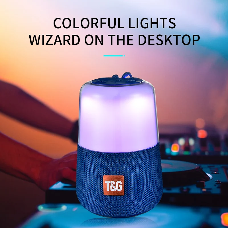 

TG 168 LED Breathing Light Bluetooth Speaker Portable With Rope Mini Outdoor Loundspeakers 1200 mAh 5W Fabric Subwoofer FM Radio