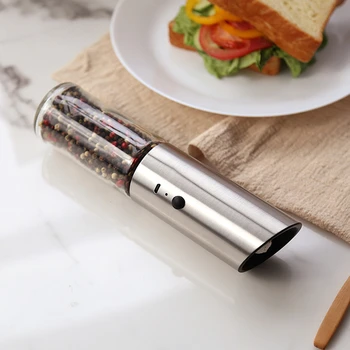 Electric Salt and Pepper Grinder USB Rechargeable Pepper Mill Adjustable Coarseness Automatic Spice Milling Machine Kitchen Tool 3