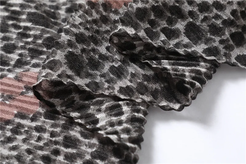 Новое поступление Леопардовый шарф женский хлопок черный мягкий зимний теплый пашмины шали женские плиссированные винтажные Лоскутные платки