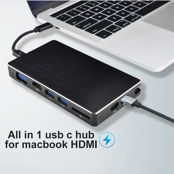 

OFCCOM USB docking station All-in-One USB C Converter to HDMI VGA RJ45 PD Adapter for MacBook Samsung Galaxy S10 /S9 Type C HUB
