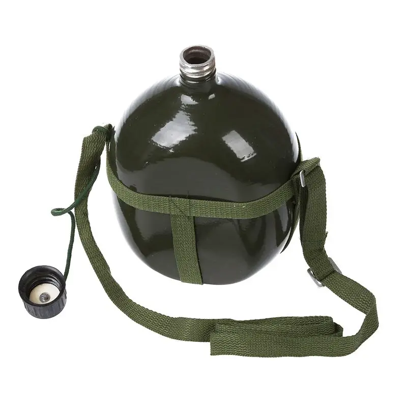 Пешие прогулки 2.5L емкость Военная столовая чайник армейский зеленый с плечевым ремнем
