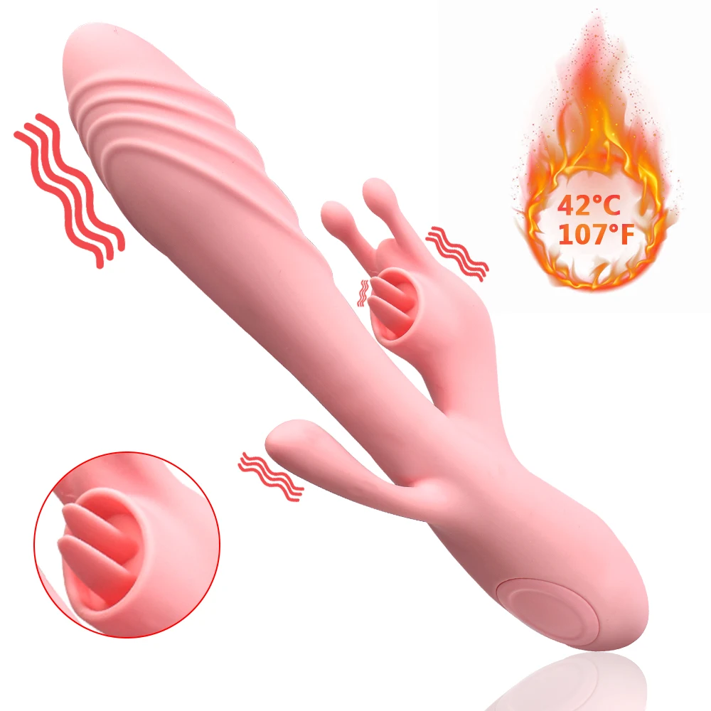 Frequency Heating Vibrator Tongue Licking Dildo G-spot Massager_voghion.com